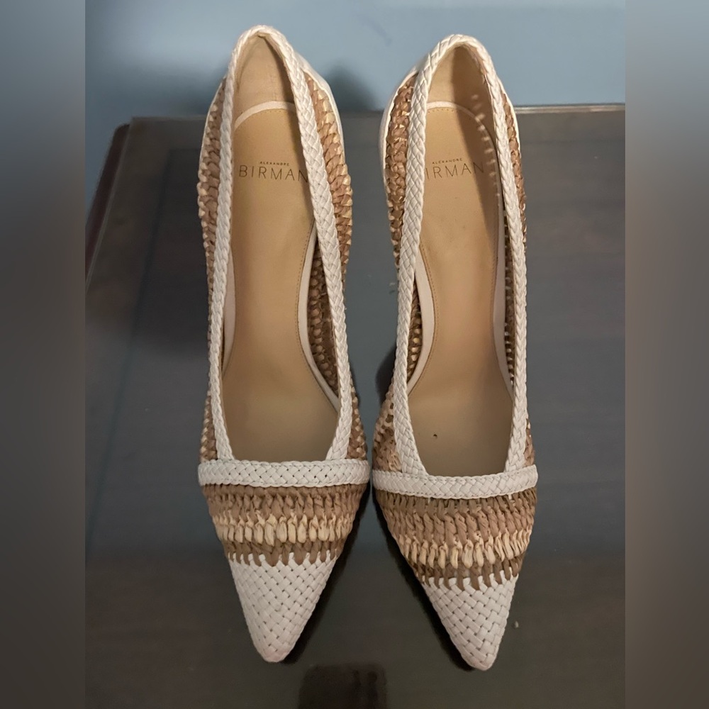 Alexandre Birman Raffia and Leather Slingback Pumps Size 37 (EU)